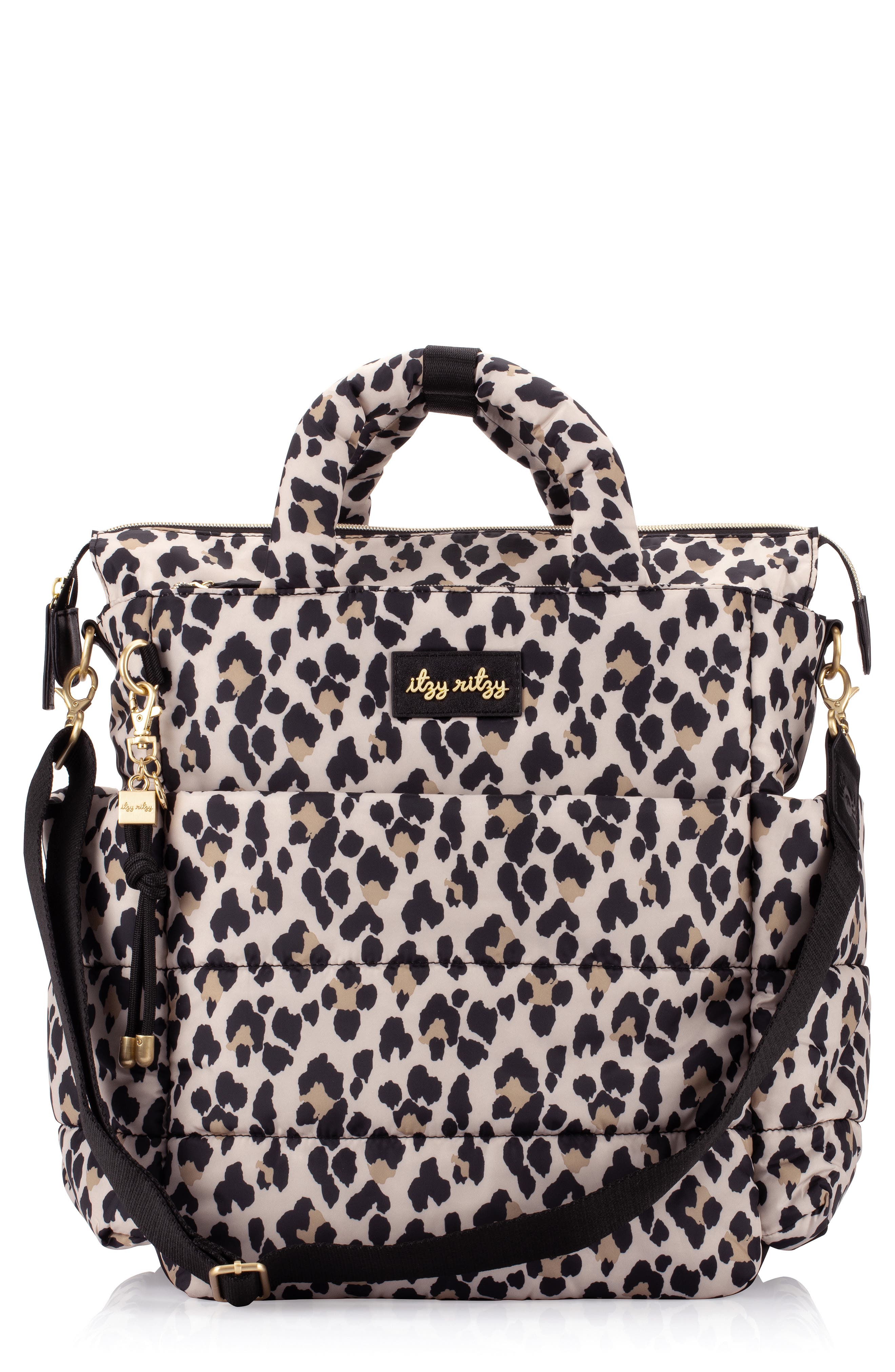 Leopard Fashion Twist Lock Flap Backpack Convertible Backpack Satchel Womens Bag